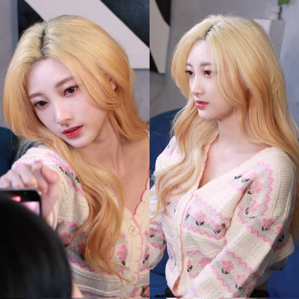 0404place's tweet photo. obsessed with her blonde hair. 
#아일리원 #ILY1 #로나 #RONA https://t.co/ntG03mHx6h