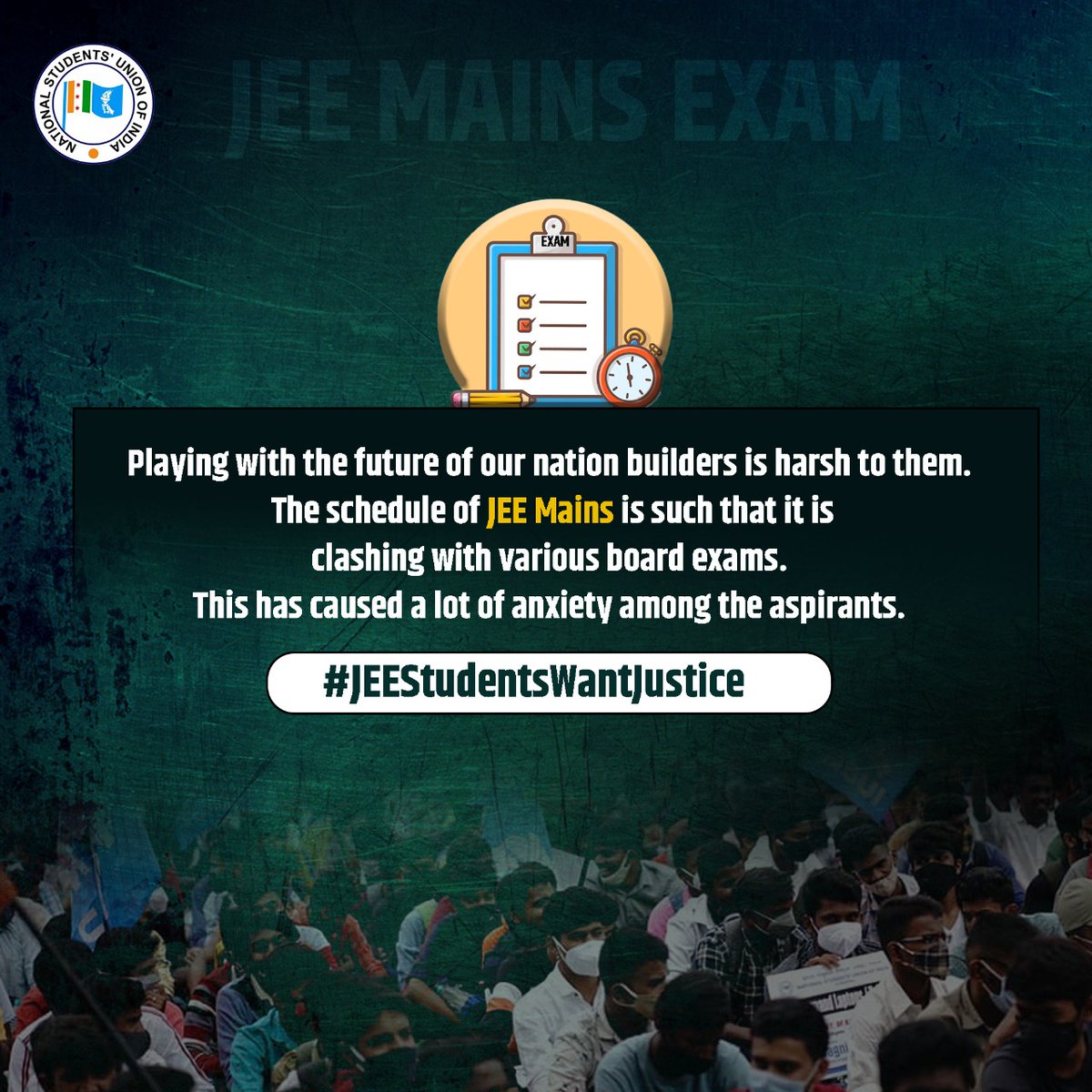 Nagesh_nsui6's tweet photo. Let's start this battle
One more time for students rights

#JEEStudentsWantJustice https://t.co/KpU7KaoJCs