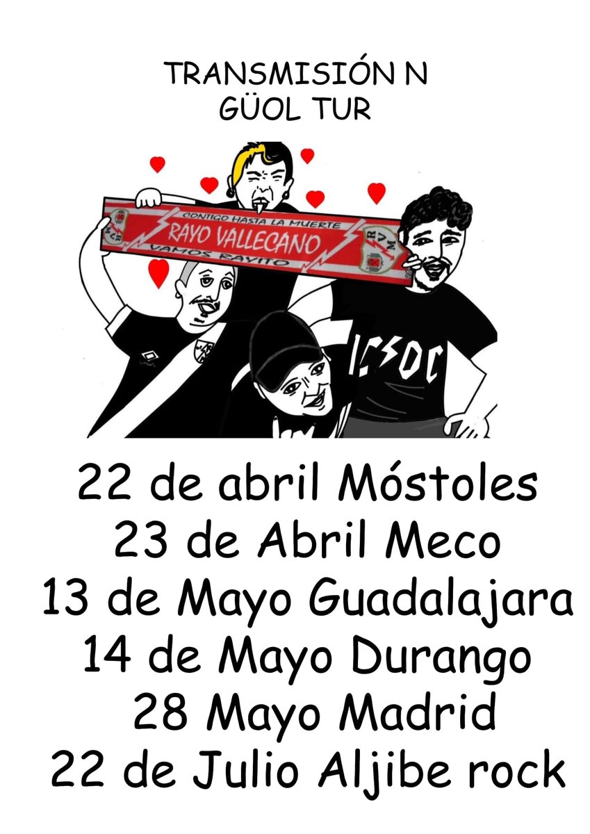 Ya estamos cansado de currar nos carteles ni mierdas. Ahí tenéis los conciertos de esta gira mundial que nos hará multimillonarios y empezaremos a creer que solos algo. O si no, al menos nos tomamos unas cervezas con vosotrxs!