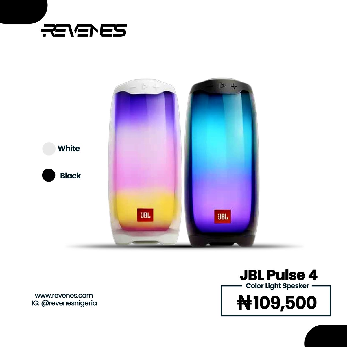 RevenesNigeria's tweet photo. And finally,
3. JBL Pulse 4
• 20W Audio Output
• Up to 12 hours battery life
• JBL Connect+ - Connect up to 100 speakers
• IPX7 Waterproof
• USB Type-C
#DavidoQatar2022 #revenesnigeria Samsung #JBL #Pulse4 #music https://t.co/fECGHfO035