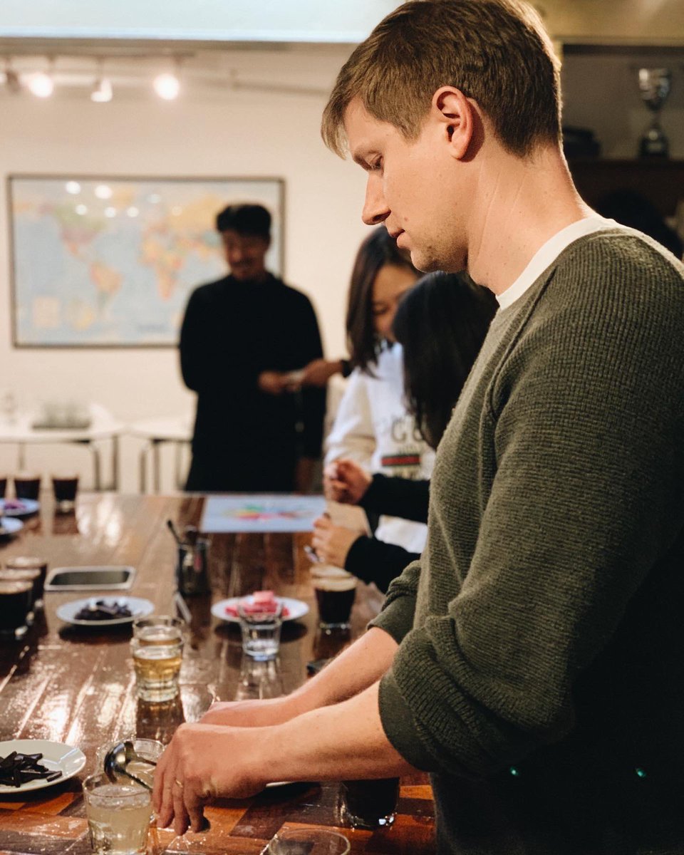 etkindesign's tweet photo. It was an honor to do a cupping and chocolate pairing with the awesome people at @PrufrockCoffee https://t.co/32hrQAGeBX