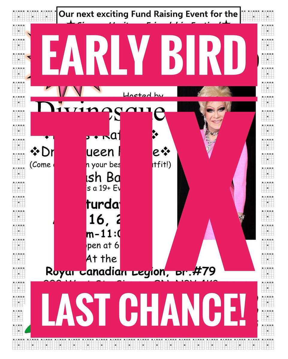 SimcoeFestival's tweet photo. TODAY (April 2) is your LAST CHANCE to get Early Bird Pricing on our Dirty Bingo Tickets!  (Price goes up tomorrow!)

See Poster for contact information! Hurry! Tix are sure to sell out!

(Please note: This is NOT your Grandma’s Bingo! 
👵 👀😂💃🕺) https://t.co/w3XGTM3LHb