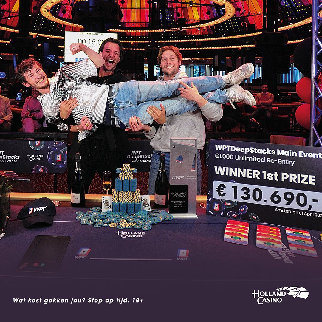 hollandcasino's tweet photo. Gisteren won Santo Bakker (NL) het Main Event van het @WPTDeepStacks toernooi in Holland Casino Amsterdam Centrum.
Uit een record aantal entries van 757 was Santo the last man standing en won een bedrag van €130.690.
#WPT #WPTDeepstack #hollandcasino #poker #Amsterdam @WPT https://t.co/YvydMOAlbB