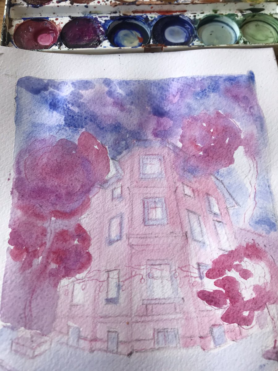 First step! 🎨 watercolour! Expect the finished result real soon with a lot of details and cute pastel colours! #pastel #colours #Watercolour #watercolorpainting #watercolourartist #pink #dreamhome