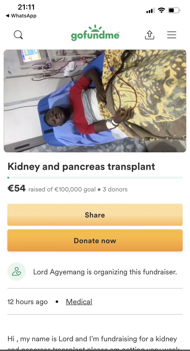 _iamsamani's tweet photo. Hi guys please help my friend LORD AGYEMAN beat kidney failure 🙏🏽, send Momo or Gofund me to the details below to help our brother and friend for his Kidney and Pancreas transplant 

*https://t.co/Kqi3tTeuZR*
Hi there,

https://t.co/8ZQa91vNau https://t.co/4UxgpHXMlc