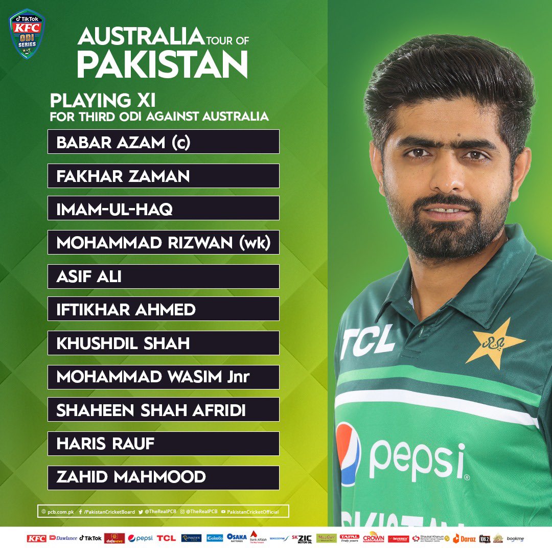 ICC_GeoTv's tweet photo. TOSS
3rd and Final ODI
Pakistan 🇵🇰 have win the Toss and elected to bowl first Vs Australia 🇦🇺 at Gaddafi Stadium Lahore🏟️.
#PAKvAUS #AUSvPAK https://t.co/pd7Nv5K5jm