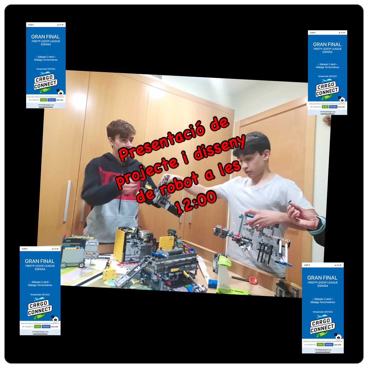 Dins d una estoneta
 <a href="/firstlegoleague/">FIRST LEGO League</a>
@fllspain
<a href="/sevoriental4/">SE Vallès Oriental IV</a>
@InsVilamajor
@ajspVilamajor
<a href="/savilamajor_cat/">Ajuntament SAV</a>
<a href="/CCV_ORIENTAL/">Consell Comarcal Vallès Oriental</a>
@elnou9_vor
@digitalGencat
@elnou9_vor 

<a href="/robot/">robot</a>
@Uvic_Ucc

#Fllgranfinal
#FIRSTFORWARD
#CargoConnect
#FLLCargoConnect
#morethanrobots