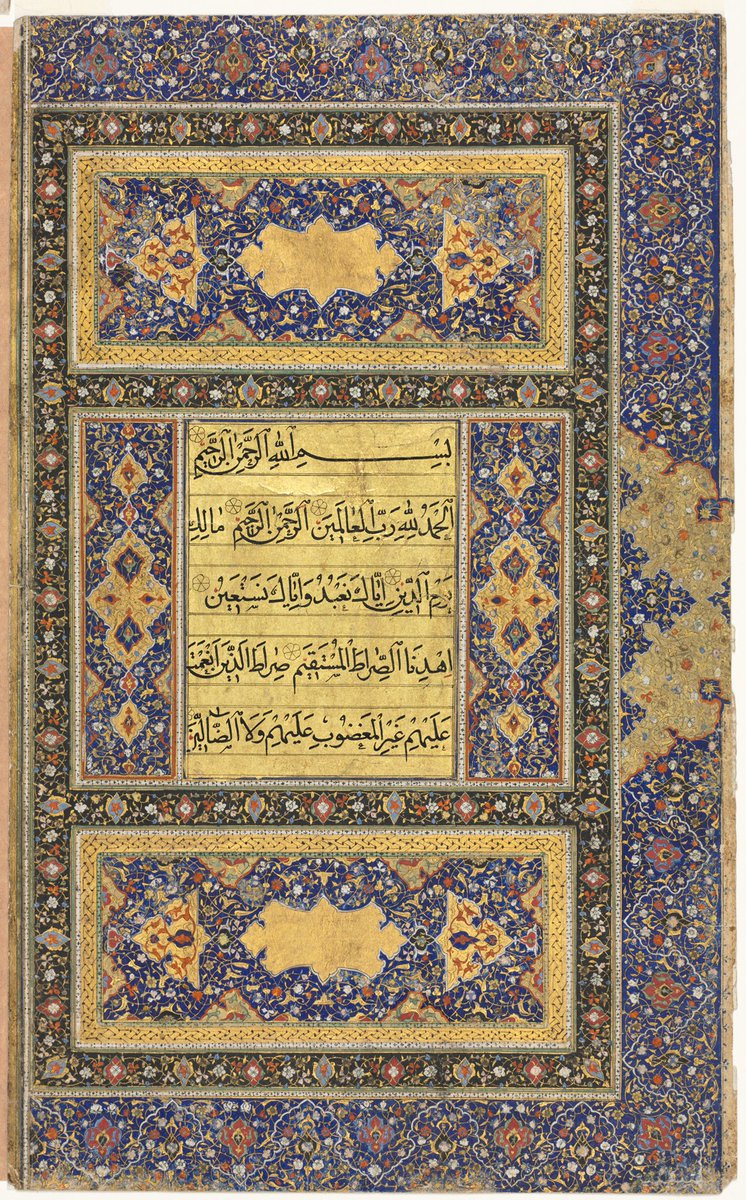11/ Qur'an Manuscript Folio,Afghanistan, Herat, Safavid period (1501–1722)Calligraphers who specialized in beautiful writing often dedicated their lives to copying the Qur’an to grow closer to Allah and receive his blessings. @ClevelandArt  #Ramadan  