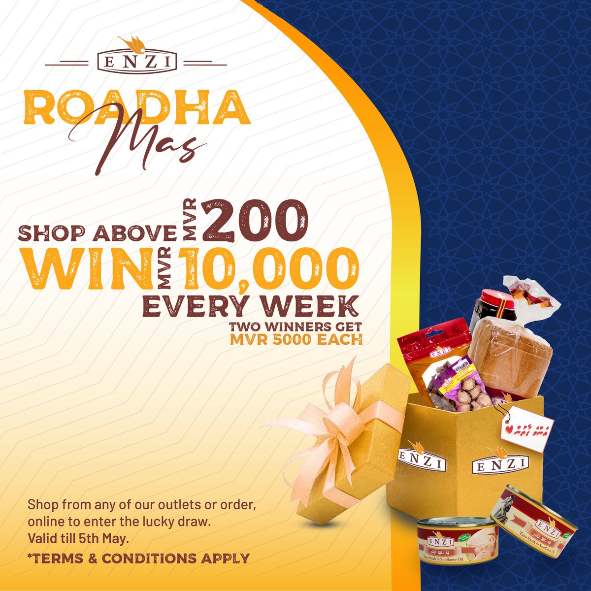 ENZImv's tweet photo. Enzi Roadhamas " Emme Gaathun"
Shop above MVR 200 and stand a chance to win MVR 5000 each for two winners EVERY WEEK.
#enjoyshopping https://t.co/Aw4pFhtmf9. #ramadan2022 #EmmeGaathun https://t.co/FzwwFYwDq6