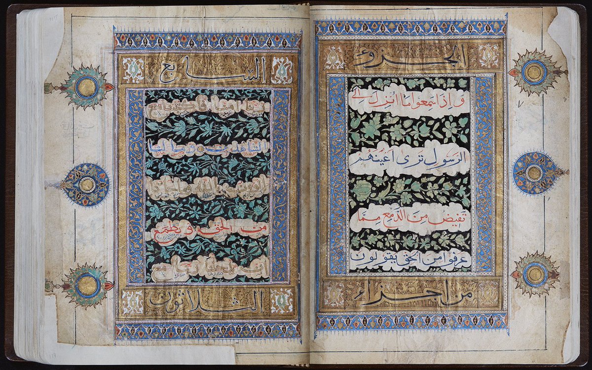 20/ Quran Manuscript, India, 11 July 1399Rare copy of the Qur’an produced during Tughluq dynasty (1320–1413) India. After the invasion of Timur in 1398–1399, it was taken to Gwalior Fort in southern Agra, where its colophon was completed @AgaKhanMuseum  #Ramadan  