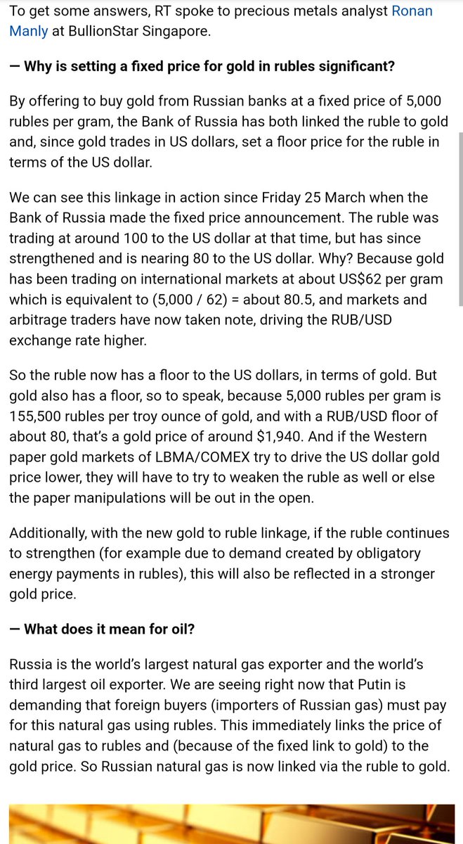 13Morph33's tweet photo. 💥 Gold-backed ruble gamechanger 💥 https://wwwrtcom/business/553099-gold-backed-ruble-gamechanger-west/ #XRPCommunity #RublesForGas #thegoldstandard https://t.co/sr9ipZBLXp