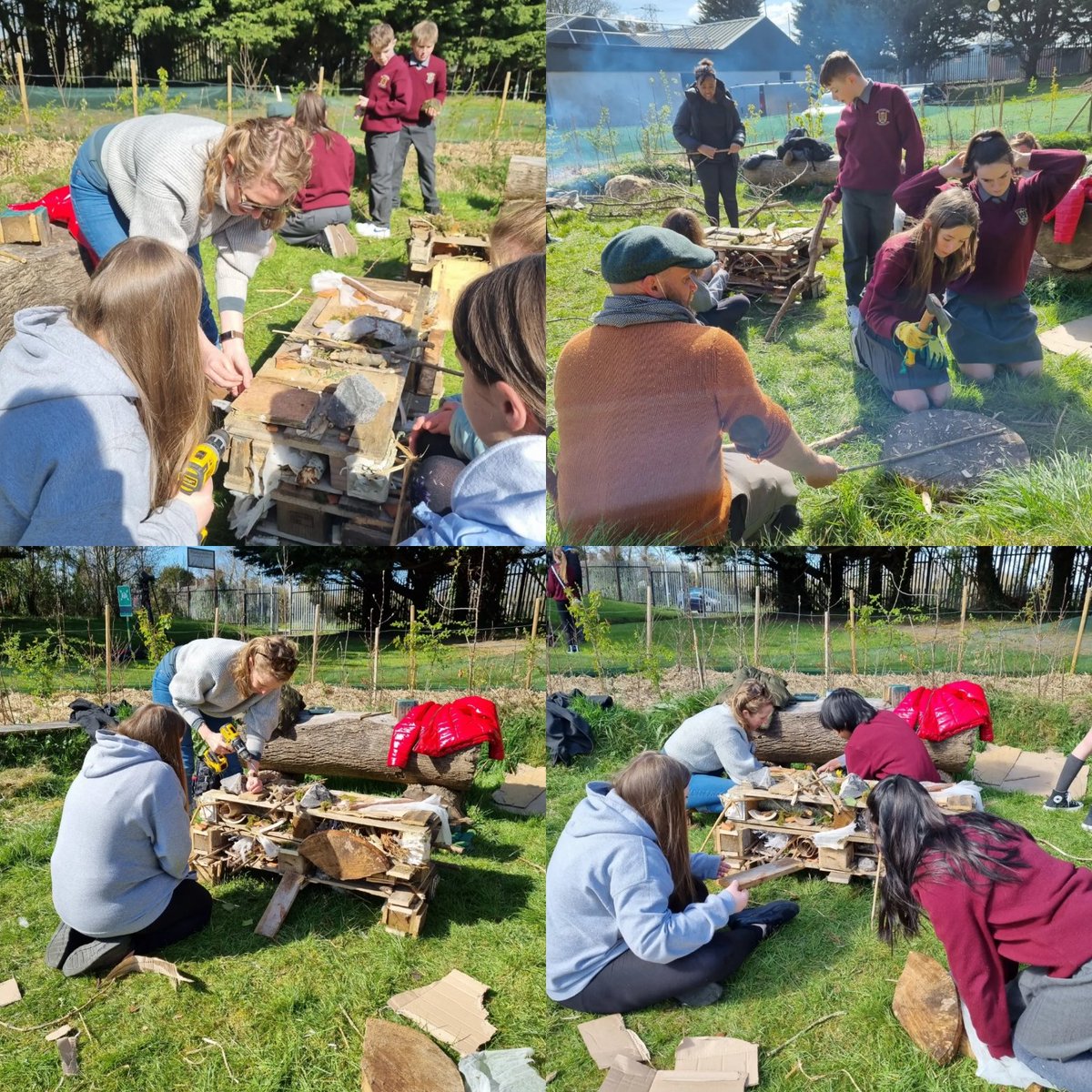 BlakestownCS's tweet photo. We were delighted to be joined by visual artist Eilleen Hutton today. Eileen worked alongside artist Gareth Kennedy and curator Rayne Booth in helping our first year green schools group construct bug hotels which have been placed within the microforest #SuperProjects @fingalarts https://t.co/IpZDOvrEX5