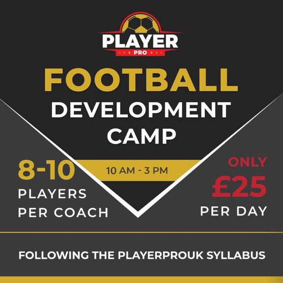 𝔼𝕒𝕤𝕥𝕖𝕣 ℂ𝕒𝕞𝕡...

⚽️ One day Football Development Camp

📅 Wed 20th Apr

📍 Lord Derby 3G (L36 6DG)

🗣 FA &amp; UEFA Qualified coaches

🏟 Football &amp; Fun activities including; Inflatable Football, futsal &amp; World Cup

📲 DM us for more info

PlayerProUK | Leading The Way