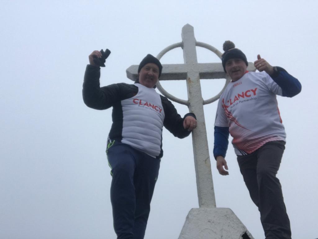 Teresaregan9's tweet photo. Well done to husband Tom & brother Joe at top of Galtemore #WalkWithCharlie #vickiphelan #imnda #clancyconstruction #youwillneverwalkalone https://t.co/02IrDLFo0S