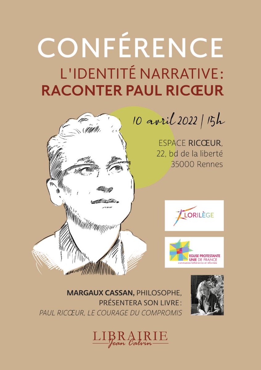 📆📌 Bientôt !
Rdv le 10 avril 2022, à Rennes, pour une conférence de Margaux Cassan : L'identité narrative: raconter Paul #Ricoeur. #protestantisme #philosophie 

<a href="/RevueEtudes/">Revue Études</a>  <a href="/ReformeHebdo/">Réforme</a>  <a href="/EPUdF/">Eglise Protestante Unie de France</a>  <a href="/EditionsAmpelos/">Eric Peyrard</a>