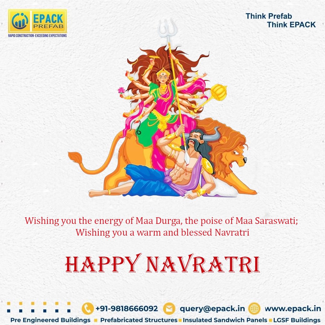 EPACKPrefab's tweet image. #happynavratri
Happy Chaitra Navratri to you and your family. May Maa Durga bless you with goodness and prosperity.

#EPACKPrefab #Thinkprefab #ThinkEPACK #festival #indianfestival #navratri #warehousebuilding #leadingmanufacturer #industryoutlook #preengineeredbuilding