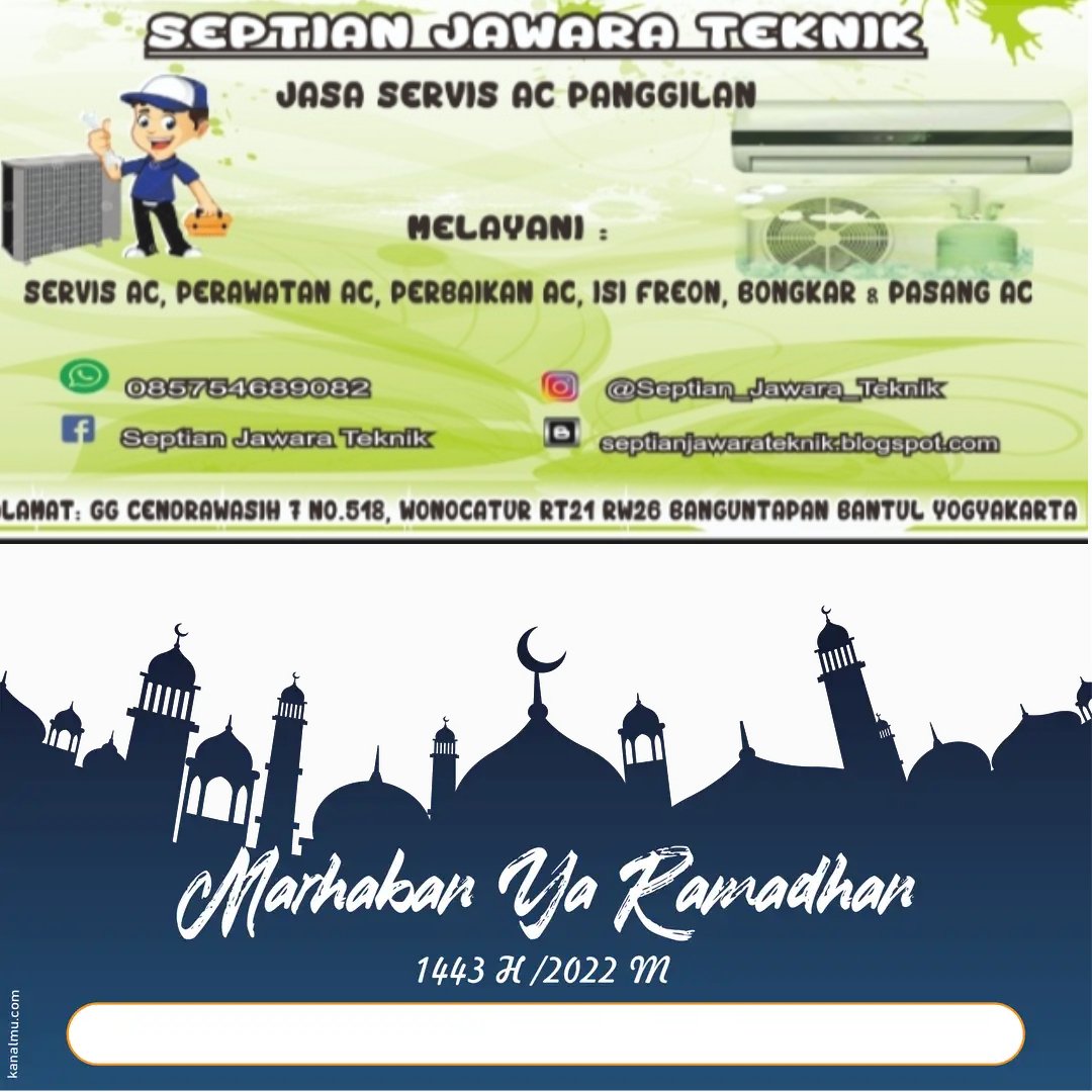 AcJawara's tweet photo. Selamat menunaikan ibadah puasa agar puasa lebih lancar yuk yg mau Servis AC / bongkar pasang AC bisa hubungi kami, 
Tlp/wa: 085754689082
#servisacbaciro #servisacseturan #servisacjakal #servisacbantul #servisacGamping #servisacGodean #servisacKalasan #ServiceACSleman #Servisac https://t.co/fysppdrFSk