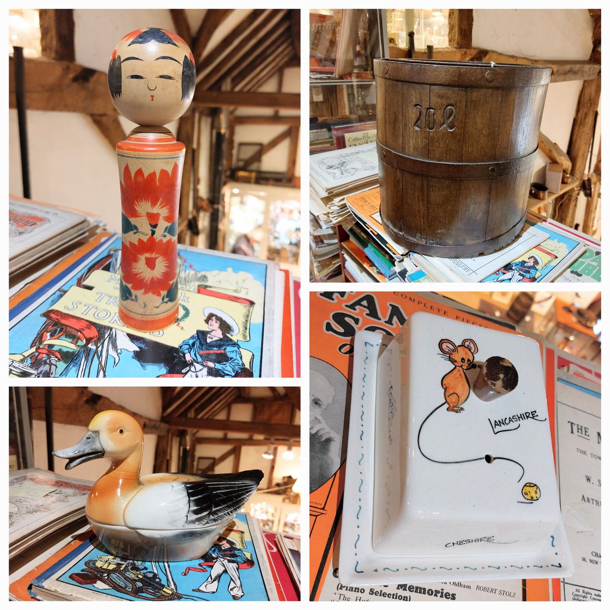 eversleybarn's tweet photo. #pencilportraits #grainmeasure #ducktureen #cheesedish #kokeshidoll #judismithantiques #eversleybarnantiques https://t.co/Xr59iS8sFj
