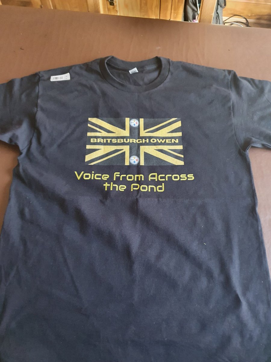BritsburghOwen's tweet photo. My new #Britsburgh t shirt arrived this morning. #SteelerNation https://t.co/u2ujAVE7gC