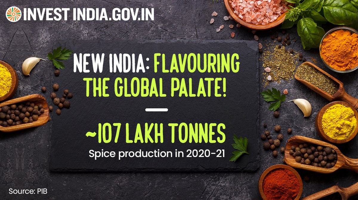 investindia's tweet image. #InvestInIndia - the largest producer, consumer and exporter of spices globally!

Learn more here bit.ly/II-FoodProcess…

#InvestIndia #FoodProcessingSector #SpiceIndustry @MOFPI_GOI @PashupatiParas @makeinindia