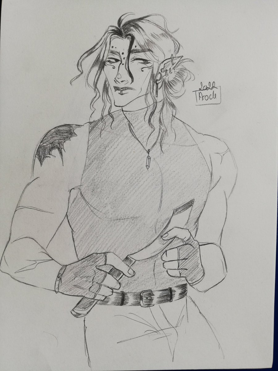 Arocle_'s tweet photo. New oc named Eerlik uvu he's a semi-orc and he's so sweet and cute ❤️
#originalcharacter #sketch #traditionnalart #semiorc #dndoc https://t.co/i3yP1CKC6I