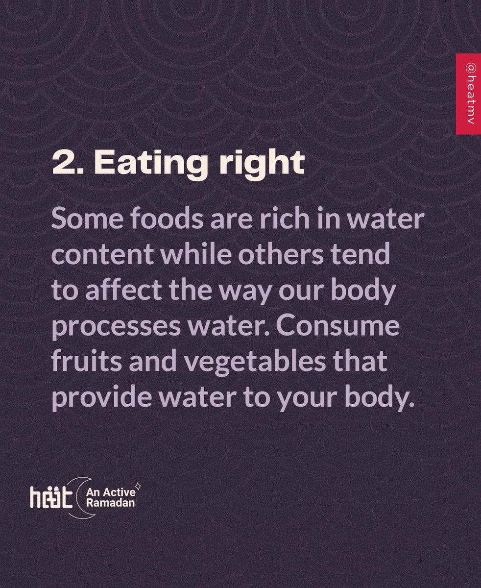 heatmv's tweet photo. Feeing extra dehydrated today? There are ways that you can avoid feeling this way even while fasting.
Swipe to learn how.
#ActiveRamadan https://t.co/mFDQikK9Pm