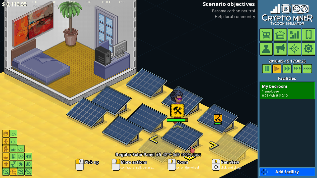 Green mining with solar power is coming to Crypto Miner Tycoon Simulator  https://t.co/WOU9cQhSDF #gamedev #screenshotsaturday #pixelart #indiedev  #Simulation #CryptoMining