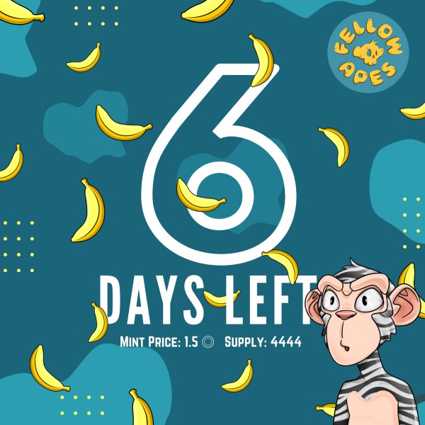 FellowApes's tweet photo. Hello Apes !🙉🙊🐵

🚨🚨We are excited to announce ;🚨🚨

Fellow Apes will be minting on the  8th of April.

PS : Still few WL roles remaining 👀 https://t.co/karpUne1dB