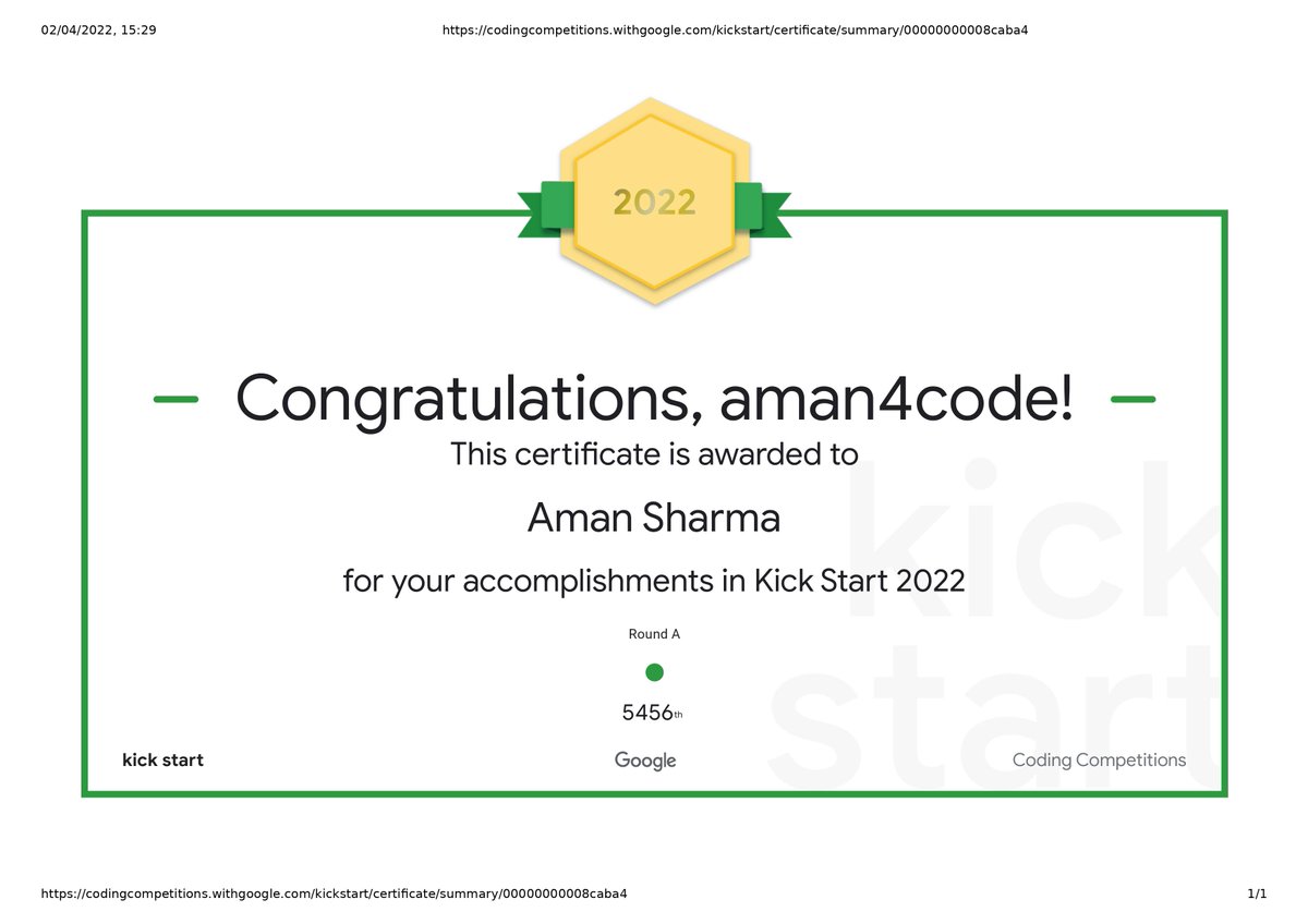 Trezarex's tweet image. I have participated in Google Kickstart Round A and secured a rank of 5456th.
Solved 3 problems (2 complete and 1 partially :&apos; ).
lemme know how was yours !!

#googlekickstart #google #kickstart #Kickstarter