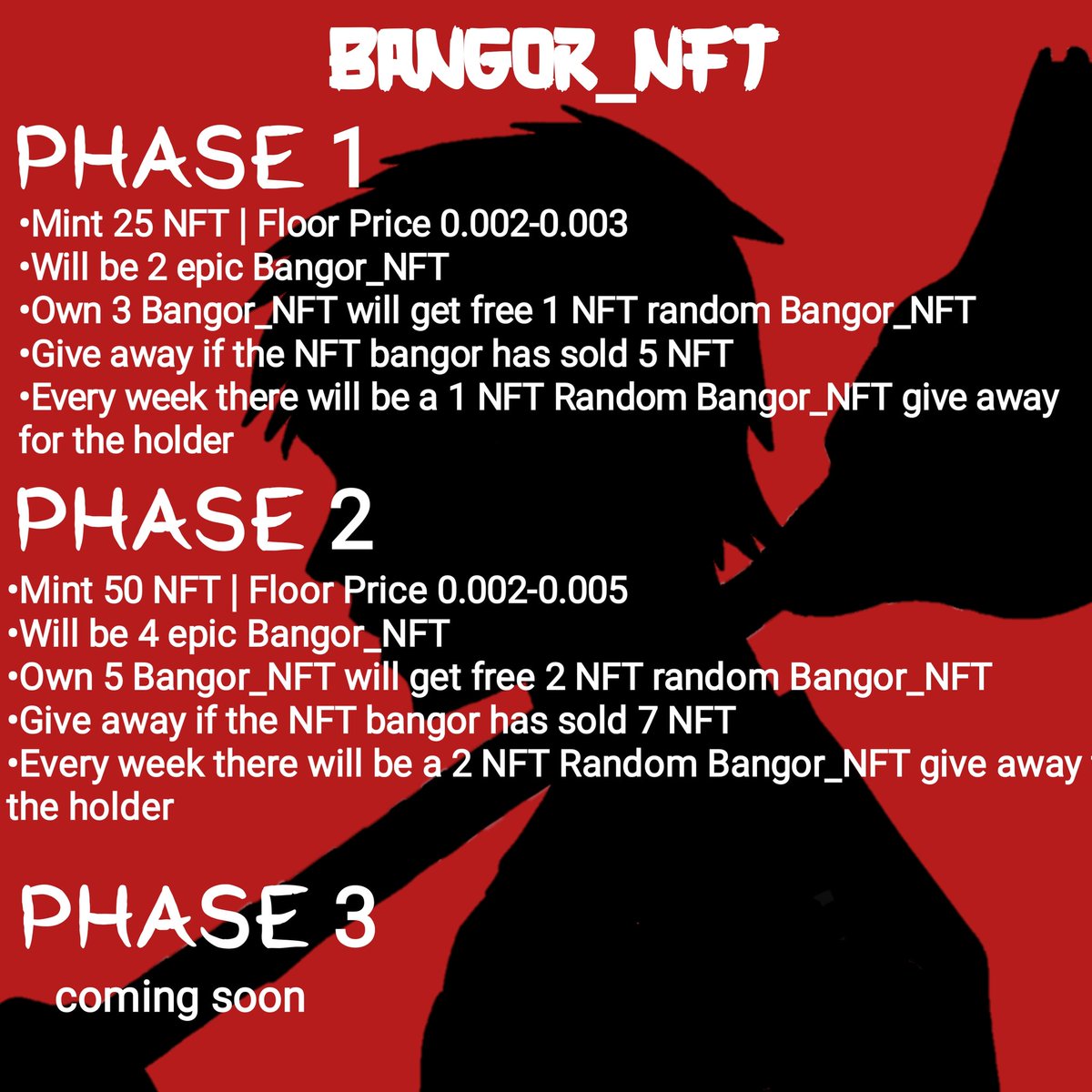 Update Roadmap Bangor_NFT 🔥🔥

#nftdrop #nftcollectibles #nftartist #nftcollectors
#opensea #nftshilli #NFTs #NFT #NFTJapan #NFT宣伝枠 #NFT買います #japaneseart #nftcomunity
#nftartgallery #nftcommunity #NFTJapan