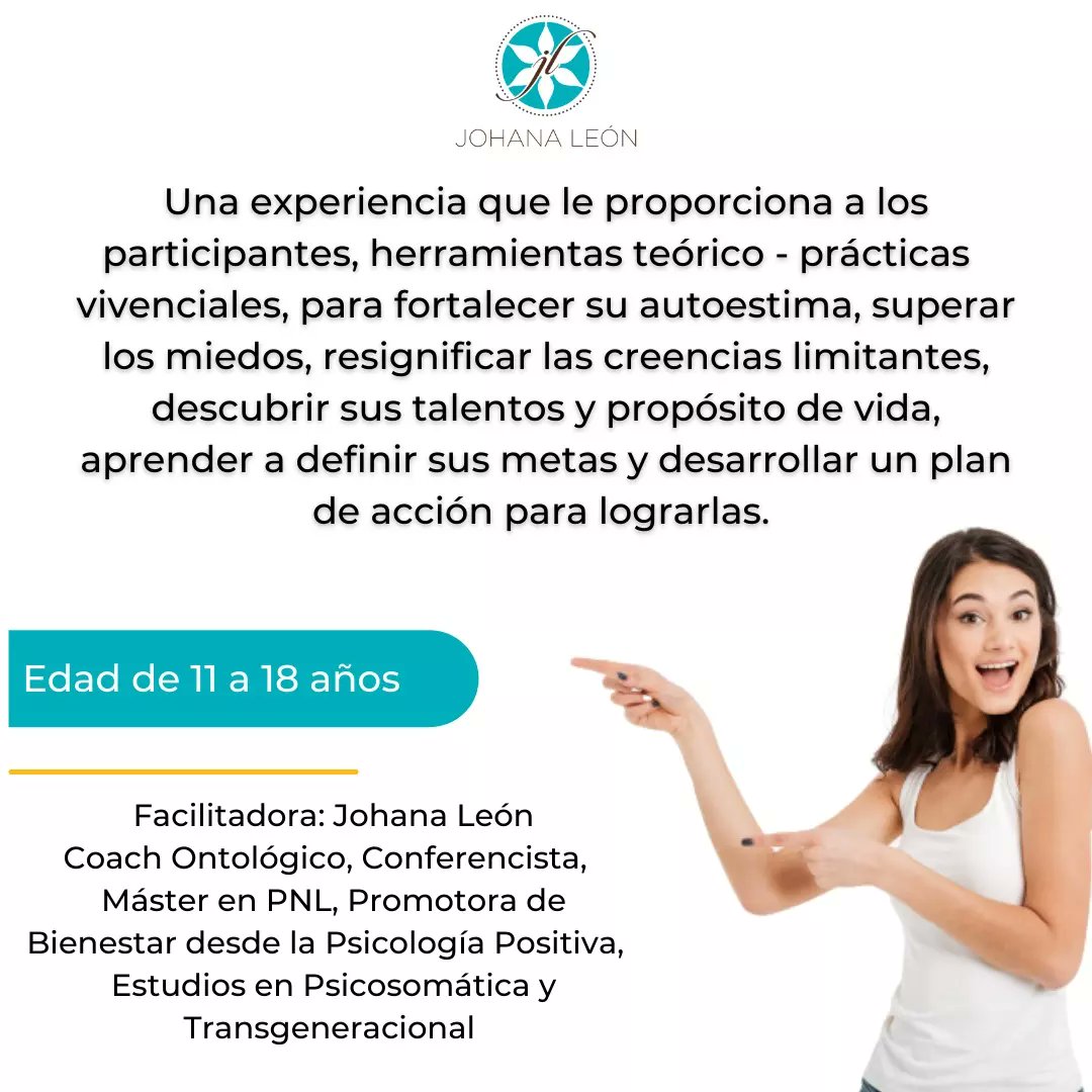 tomamoscoaching's tweet image. #Inscripciones abiertas para el #TallerParaAdolescentes "Empoderate y Emprende" en modalidad presencial en #Caracas 

Sábado 23 de Abril 
De 8:30 a 5:30 pm
Lugar: Espacios Duales - Las Mercedes. 
#Información: 0424-117.34.70