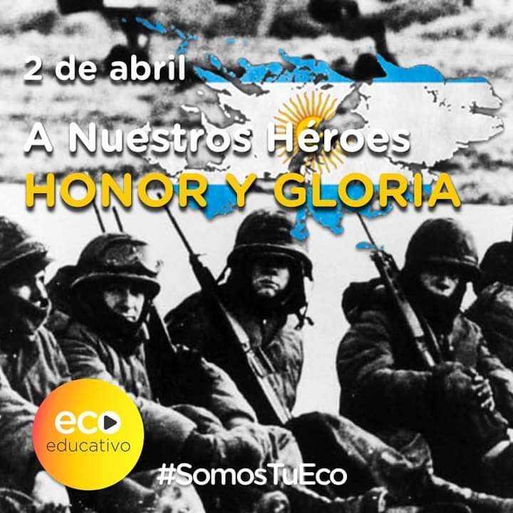 eco_educativo's tweet photo. Hoy rendimos nuestro mayor homenaje a los que dieron su vida por la patria, a los que descansan en paz en nuestras Islas y a quienes volvieron y luchan por mantener la memoria viva. #Argentina #HonorYGloria #40AñosMalvinas #SomosTuEco #docentes #educación #escuelas #40años https://t.co/A6CJtFCHCk