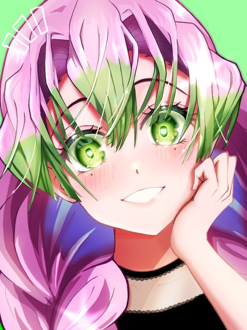 ガチャ神さんがTwitterに投稿した甘露寺蜜璃(鬼滅の刃)のイラスト。