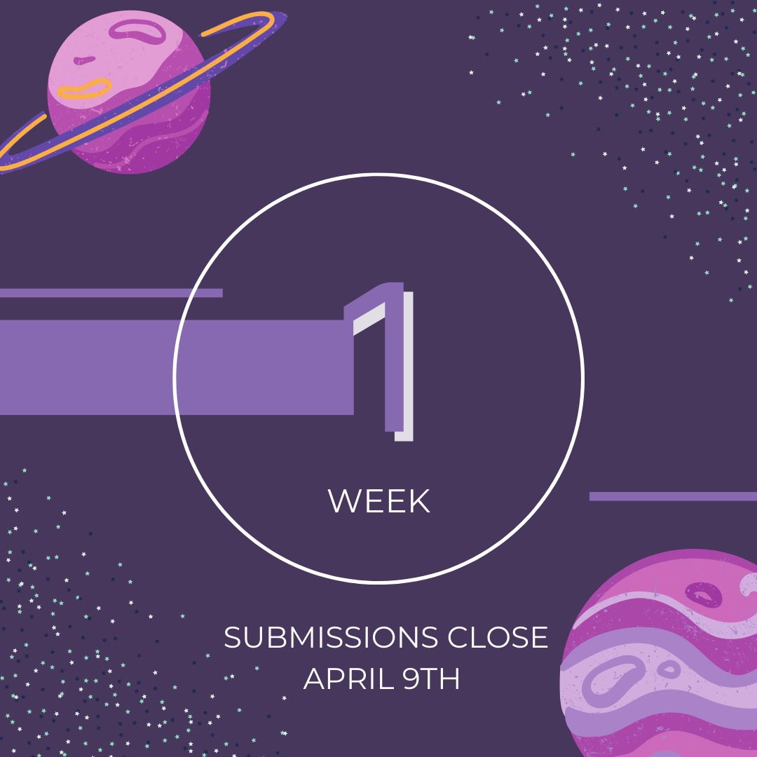 Not long now… our submissions close in a weeks time, so send in your poetry and visual art for a chance to be considered for Issue 03: Nebula 🪐