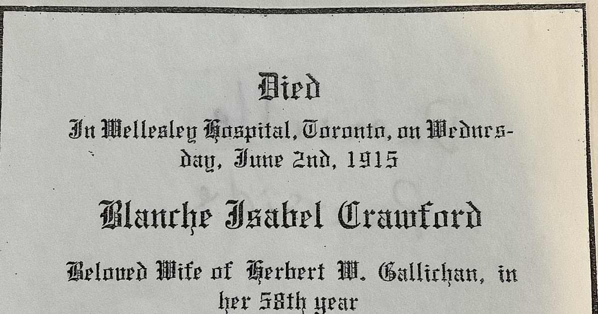 LorineMS's tweet photo. Obituary Blanche Isabel Crawford Gallichan 1913 https://t.co/6utuMLvcM6 https://t.co/pr7uHJ8Fec