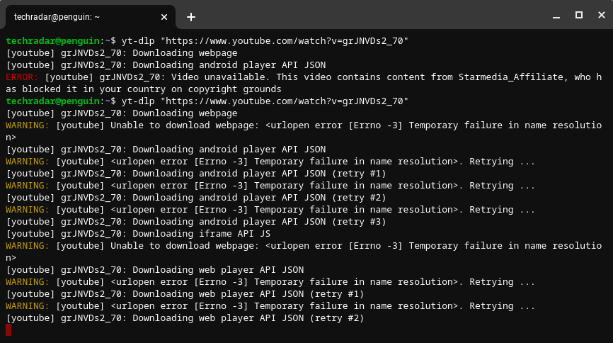 fcassia's tweet photo. Siguen las contramedidas de #Youtube contra #YoutubeDL y #ytdlp
Encontré un video imposible de bajar... es un video público, pero que por temas de copyright solo se puede ver desde IPs de Europa (yo uso una VPN c IP de Francia).
https://t.co/ffIM6Ya2xu
Y... pasa esto.
cc/@sbassi https://t.co/BxzE2AdIHW