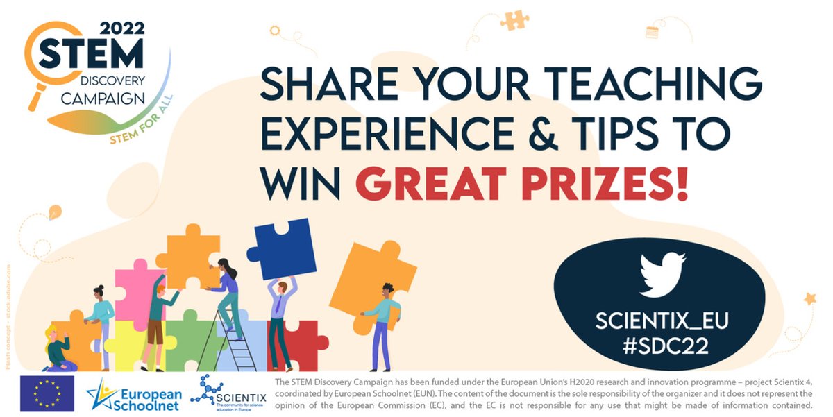 #Teachers, ready for the next challenge? Participate in the #Scientix Competitions organised for the #SDC22:   

🏆Activities: organise an activity that promotes #STEM in your class  
🏆Resources: show how you are using a resource from the repository  

🔗bit.ly/34Fvo2n