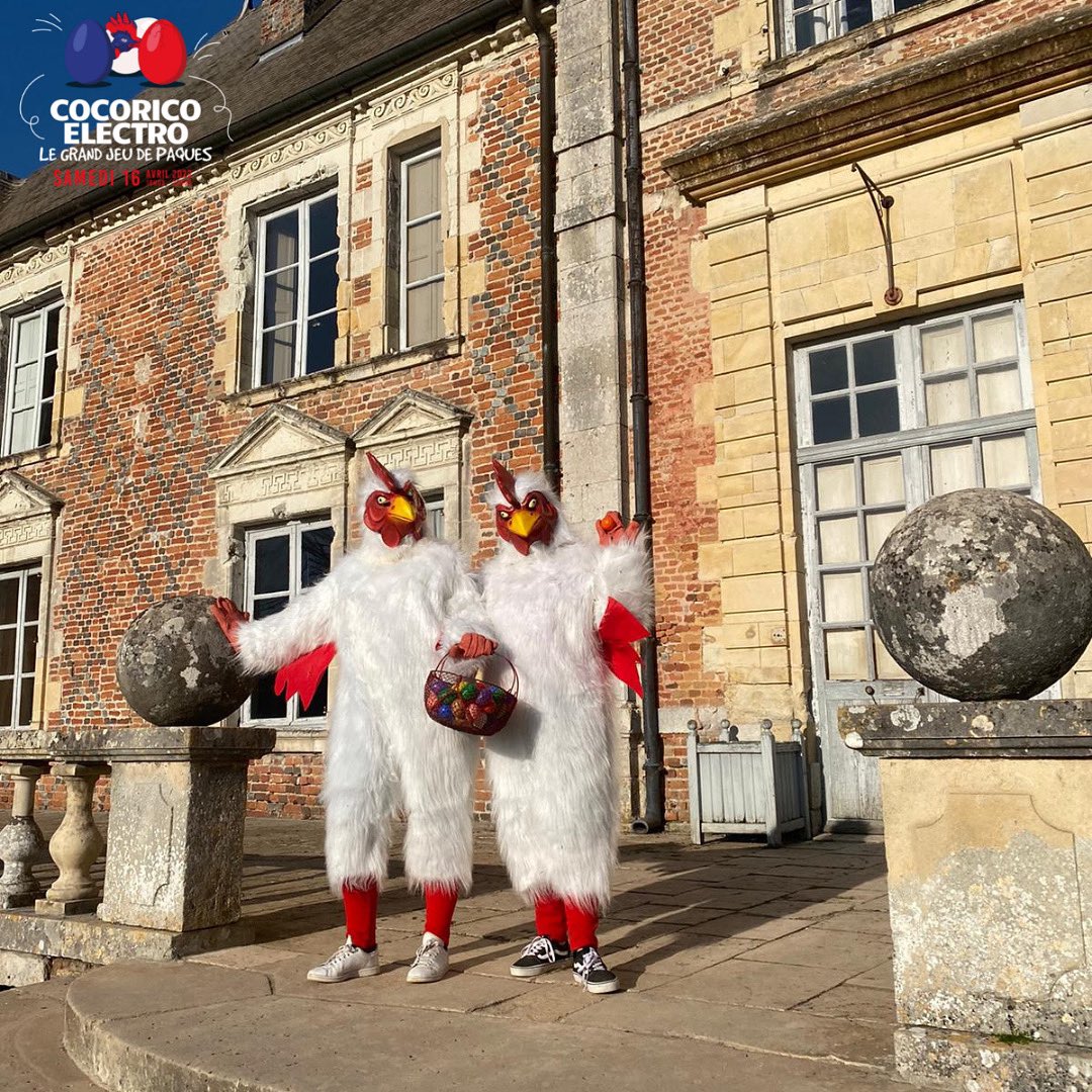 CocoricoElectro's tweet photo. Nos mascottes, Coco &amp; Cocotte, vous on pondu un nouvel évènement : une Chasse aux oeufs GEANTE !

Elles vous donnent rendez-vous au Château de la Ferté-Saint-Aubin pour une chasse aux oeufs spéciale au rythme de l'electro avec nos Djs qui sauront vous faire dégourdir les pattes https://t.co/1FqZ1HMSkT