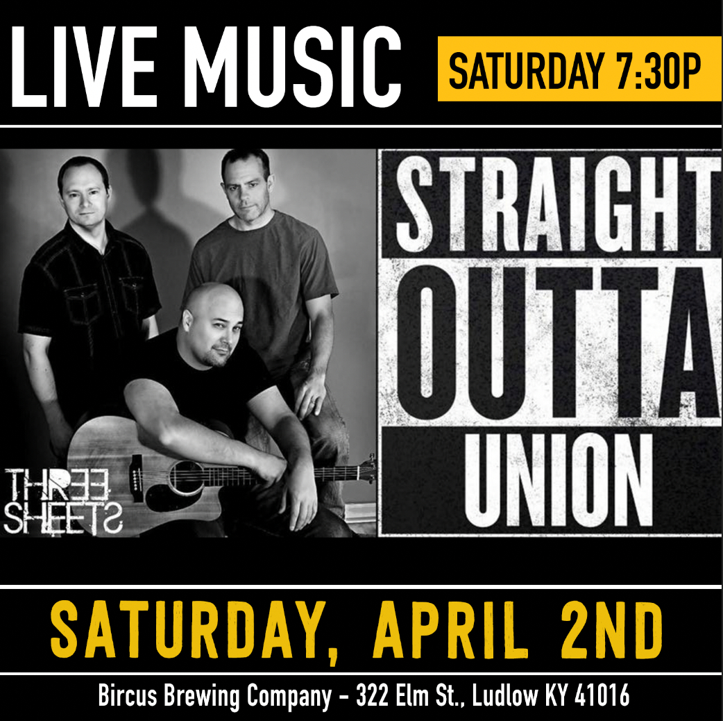 BIRCUSbeer's tweet photo. Three Sheets are back this Saturday, April 2nd.
Gonna be a packed house so get your tickets now!
.
https://t.co/tfFJSgmGo5
.
.
.
#unionky #northernky #onlyinludlow #ludlowky #rockandroll #livemusice #woodfiredpizza #craftbeer #saturday https://t.co/4tmu3DuIYA