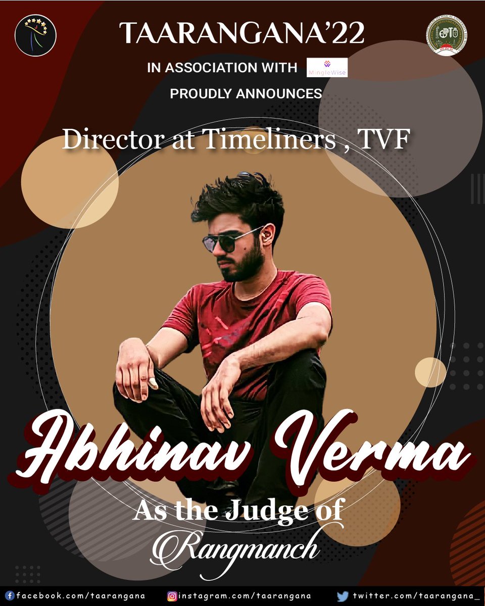 Taarangana_'s tweet photo. When I looked at life through the camera, I felt like I could finally see it.” 
- Katherine Howe 

We’re thrilled to announce 🎭Abhinav Verma🎭 as the judge of Rangmanch! https://t.co/bOinUuchFf