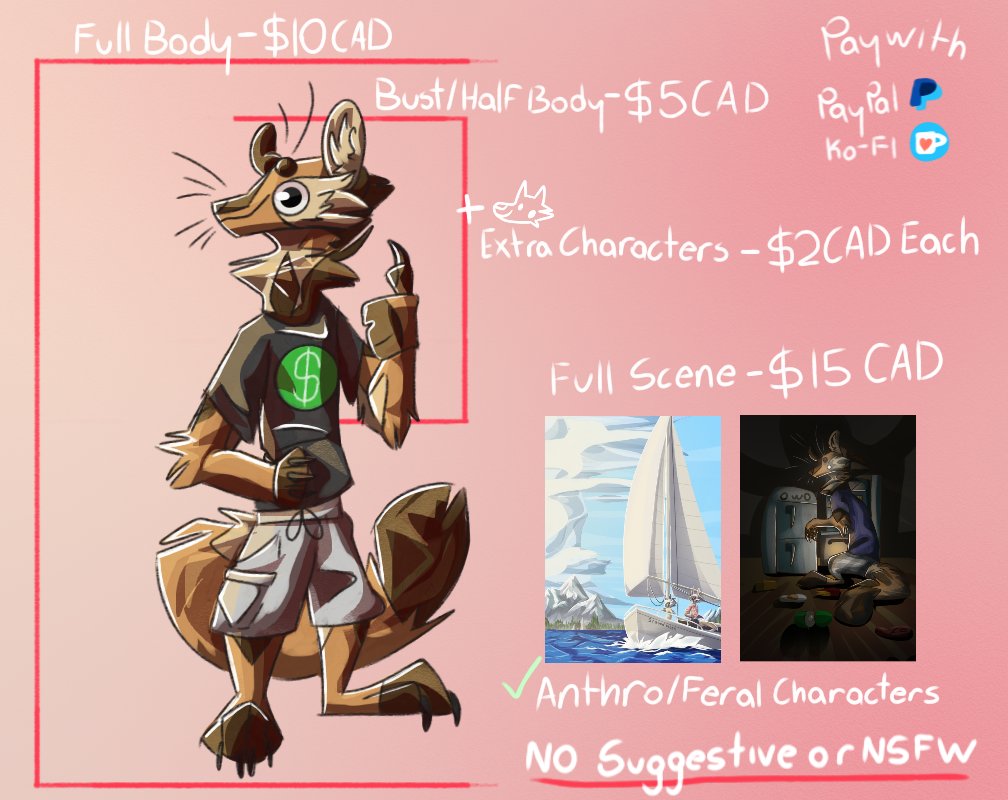 weaseldude14's tweet photo. After multiple people asked me to, I'm actually opening commi$sions. It's my first time, so sorry if I'm doing this wrong

I got 2 slots open
If you're interested, you can dm me for more details https://t.co/9x9kuV37Jn