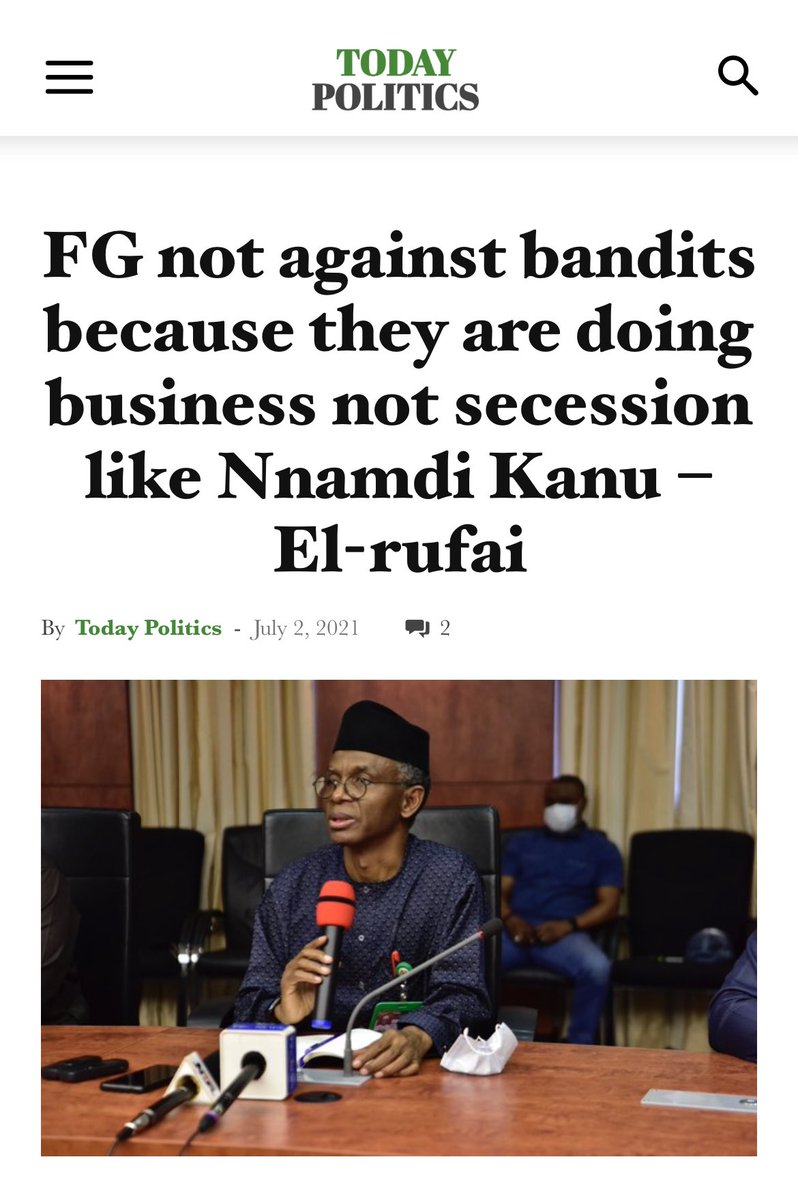 #DontForget: #VileLittleMan, <a href="/elrufai/">Nasir Ahmad El-Rufai</a>, called these #TerroristBandits "businessmen" &amp; justified their operations. Now he is inviting <a href="/HQNigerianArmy/">Nigerian Army</a> to bomb (them in) their places of "business"? Let him explain to the world why he no longer finds their "#BusinessModel" useful.
