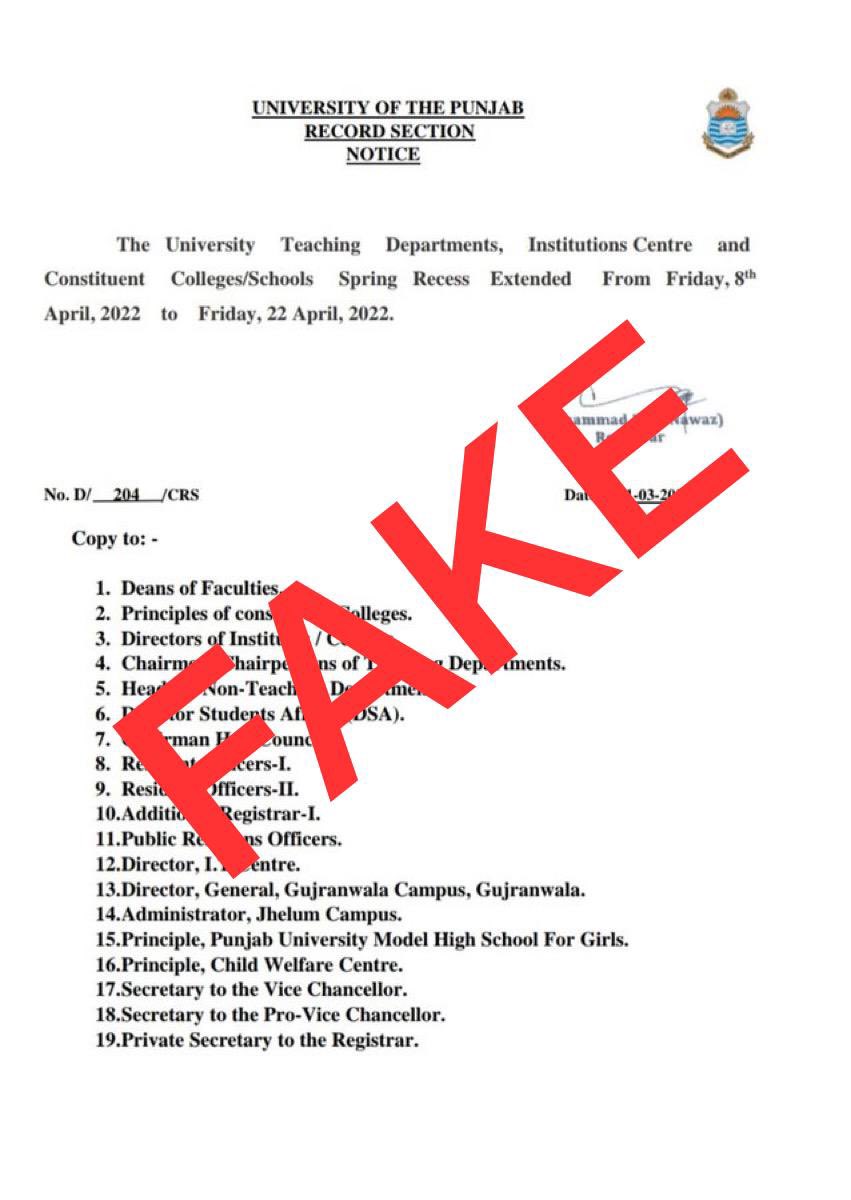 DrNiazAhmadSI's tweet photo. #Fake Notification. https://t.co/O0rNfPZnn3