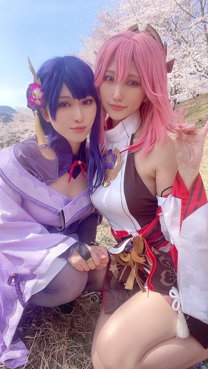 雷神バアル ,八重神子(原神) 「原神 / コスプレ

久しぶりの雷電将軍〜!🥰
ばむ八重神子と虎山で桜ロケして」|女将🐺❤️‍🔥4/1アコマルD17🥳通知❌のイラスト