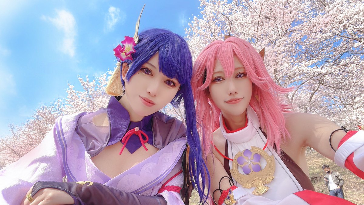 雷神バアル ,八重神子(原神) 「原神 / コスプレ

久しぶりの雷電将軍〜!🥰
ばむ八重神子と虎山で桜ロケして」|女将🐺❤️‍🔥4/1アコマルD17🥳通知❌のイラスト