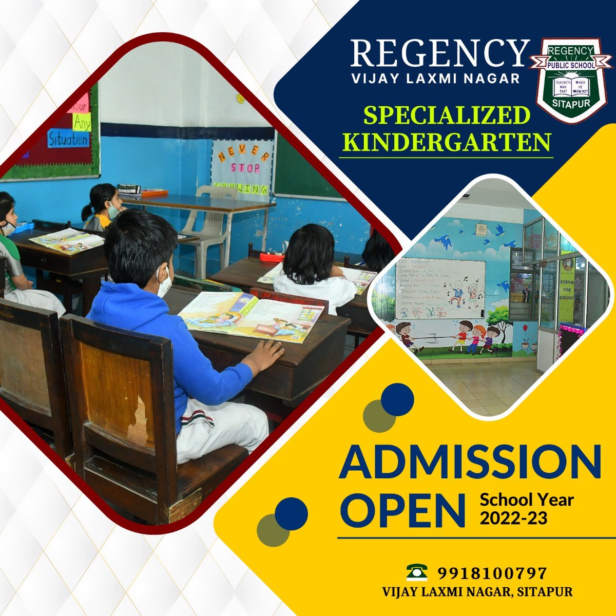 RegencyLaxmi's tweet photo. ADMISSION OPEN
SCHOOL YEAR 2022-23
.
SPECIALIZED KINDERGARTEN
.
Regency Vijay Laxmi Nagar
ADD:- Vijay Laxmi Nagar, Sitapur
Contact:-9918100797
.
#school #kindergarten #specialforkids #kidsschool #bestschool #sitapur #kindergartenschool #besteducation #kids #regency #kinder https://t.co/651WM24qD3
