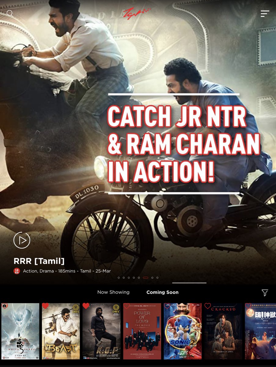 FilmfanaticMy's tweet photo. Beast and KGF Chapter 2
Is In The Coming Soon List Of #tgvcinemas App 🔥
#BeastFromApril13 #Beast #KGFChapter2 #KGF2onApr14 #beastandkgf @TGVCinemas @DmyCreation https://t.co/791yXlj6SA