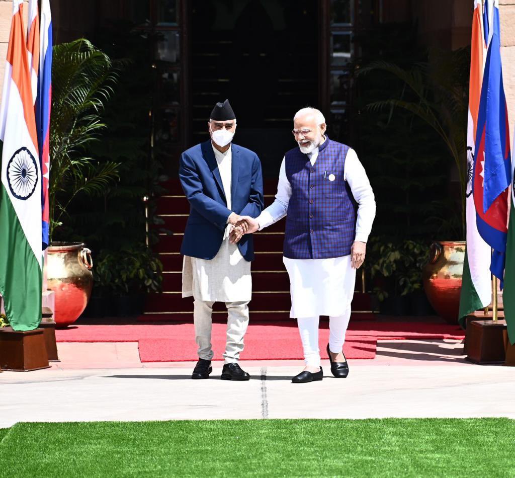 Narendra Modi (@narendramodi) on Twitter photo Held fruitful discussions with PM <a href="/SherBDeuba/">Sher Bahadur Deuba</a>, who has always played a key role in boosting the India-Nepal friendship. We took stock of the full range of bilateral relations including important development projects that will deepen economic as well as cultural linkages. Held fruitful discussions with PM <a href="/SherBDeuba/">Sher Bahadur Deuba</a>, who has always played a key role in boosting the India-Nepal friendship. We took stock of the full range of bilateral relations including important development projects that will deepen economic as well as cultural linkages.