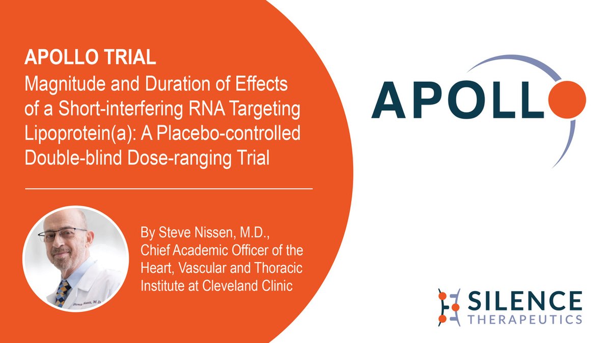 Silence Therapeutics (@silencetheraplc) on Twitter photo Tomorrow, Dr. Steven E. Nissen of the <a href="/ClevelandClinic/">Cleveland Clinic</a> will be presenting the phase 1 APOLLO Trial data for our investigational siRNA therapy for high #Lpa. Get up to speed on the science: bit.ly/3IdINNo #SilenceIsGOLDen Tomorrow, Dr. Steven E. Nissen of the <a href="/ClevelandClinic/">Cleveland Clinic</a> will be presenting the phase 1 APOLLO Trial data for our investigational siRNA therapy for high #Lpa. Get up to speed on the science: bit.ly/3IdINNo #SilenceIsGOLDen