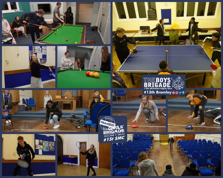 13thBromley's tweet photo. Our last meet of the spring session and we joined up with our GB company 1st St Mary Cray Girls’ Brigade and enjoyed a fun games evening. Be back for our summer session in a few Fridays time.
#boysbrigade #girlsbrigade #13thbromley #1stSMC #tennis #curling #tabletennis #pool https://t.co/WOUh2t3d1O